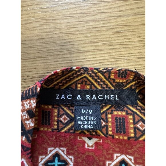 Zac &‎ Rachel Women Size M Blouse Long Sleeve Gold Zip Aztec Polyester Office - Picture 3 of 11